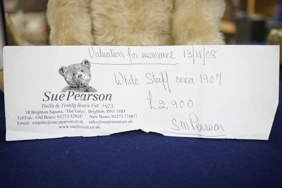 A Steiff blonde teddy bear, c.1907, approx. 36cm long